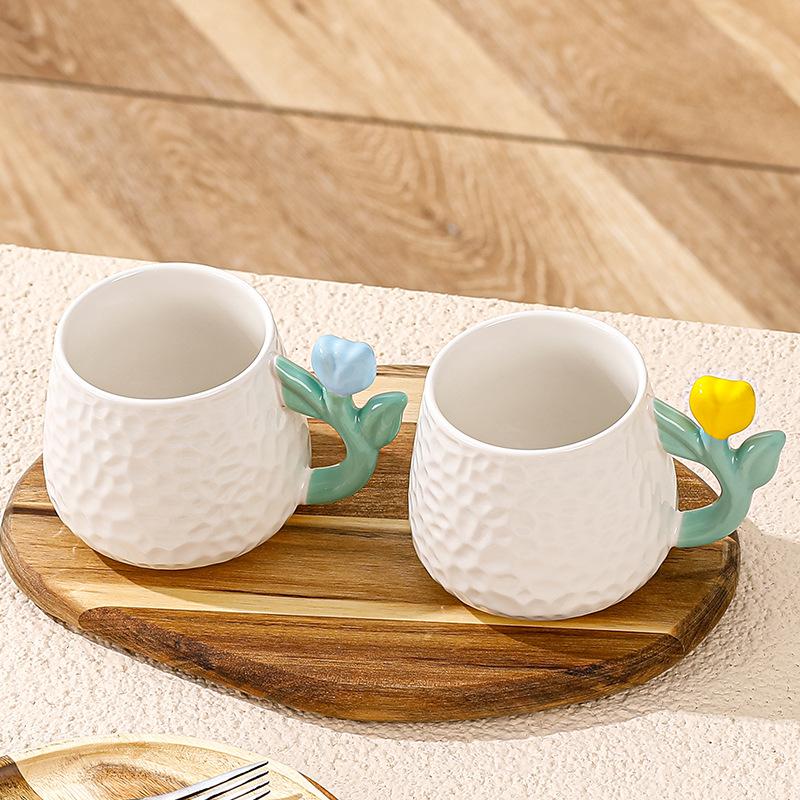 Flower Belt Mug Pastoral Single Cup Office Coffee Cup High Value Water Cup Opening Small Gift Cup