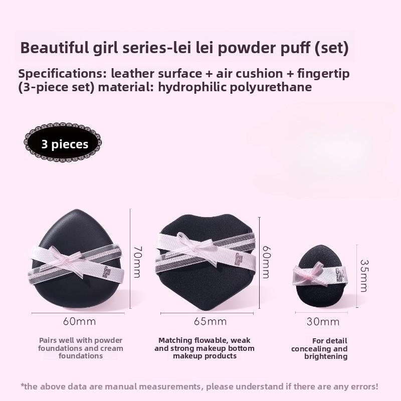 

GUOXIAONIU 3pcs Pink Bowknot Powder Puff for Foundation & Concealer Dry and Wet Air Cushion Makeup Pads Cosmetic Puff Set