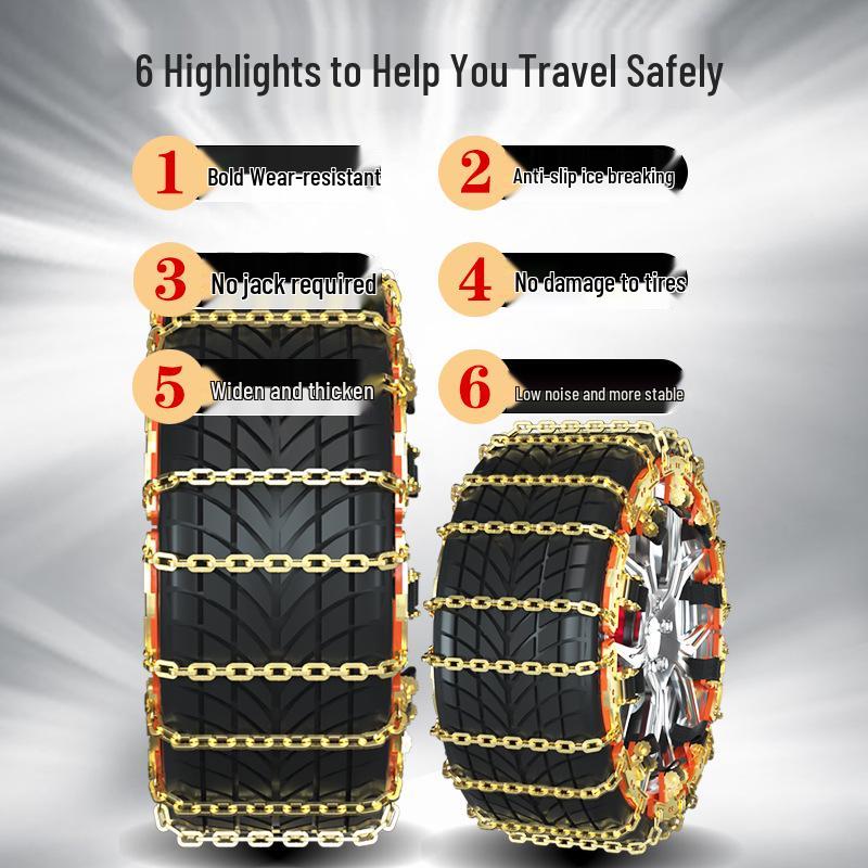 Universal Anti-Skid Tire Chains for Cars, SUVs & Trucks - Thickened for Snow & Off-Road Use