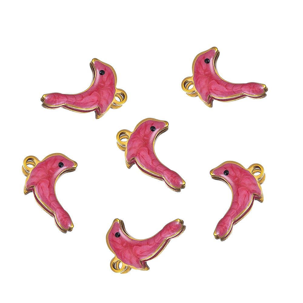 10pcs Stainless Steel Enamel Octopus Seahorse Dolphin Crab Clown fish Charm Bracelet Earring Pendant Base for DIY Jewelry Making