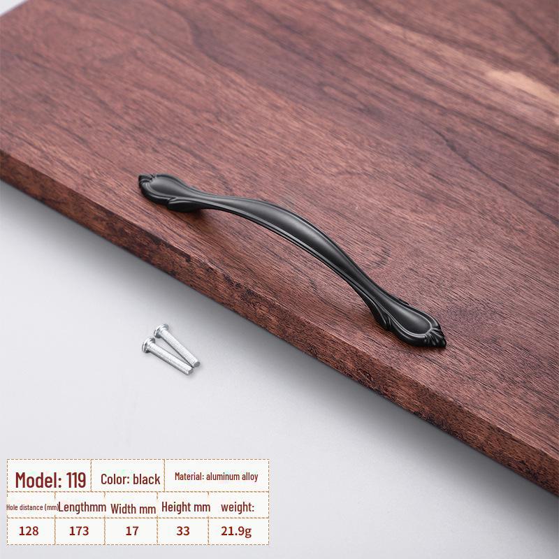 Black Aluminum Alloy European-Style Drawer & Cabinet Handle