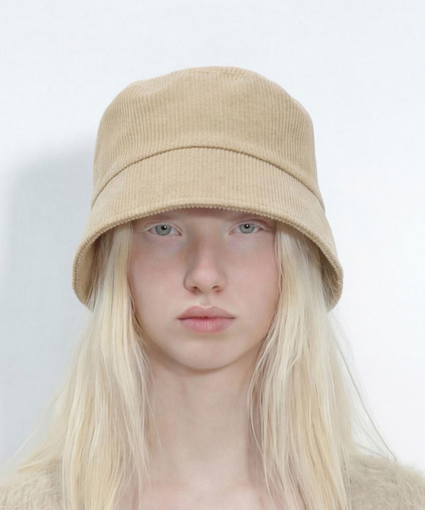 Eondeokeonteulolseutyudio Corduroy Short-Brimmed Bucket Hat Plain Bucket / Pigment Cd / D Beige