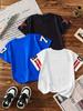 Three-piece set of boys' American retro classic number print jerseys, multi-color trendy loose short-sleeved T-shirts, spring/summer style.