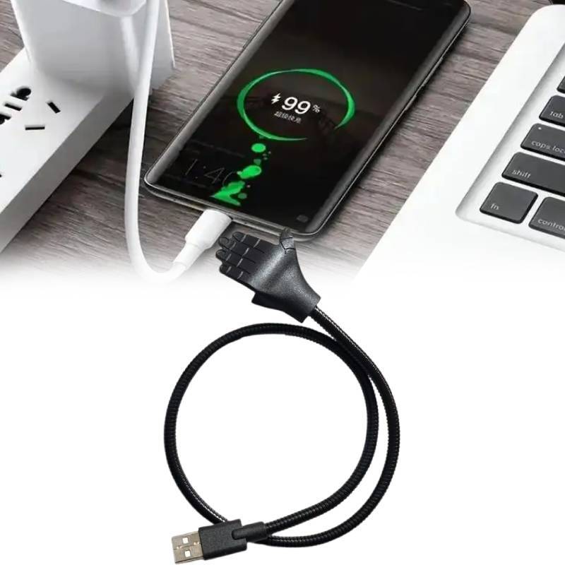 Universal Handheld Phone Stand Data Cable With Flexible Metal Hose For Fast Charging And Android Devices
