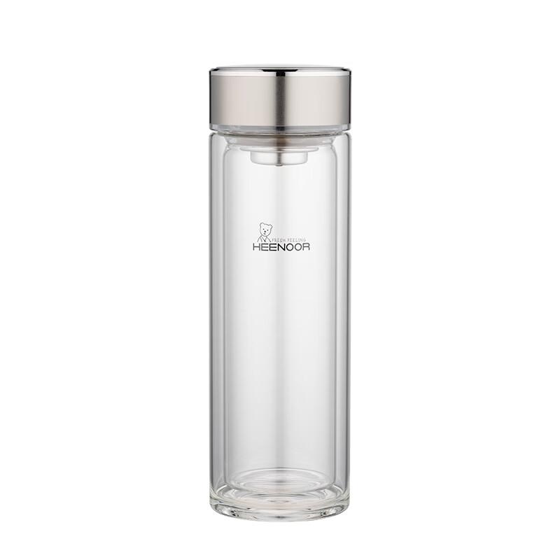 XINUO Men's Double Wall Glass Tea Infuser Bottle