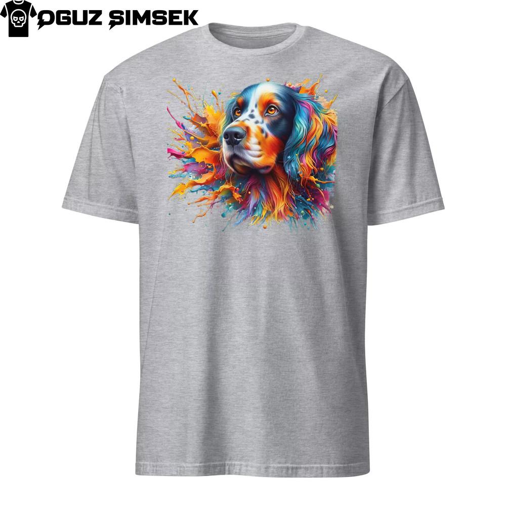 

Vibrant English Setter Dog Unisex T-Shirt | Colorful Tee with Splash Design S