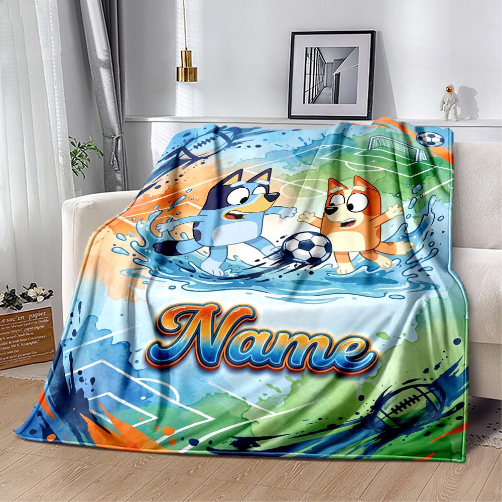 Winter Soccer Fun Customize Text Blanket Gift Personalized Blanket Durable Comfort Suitable for Picnics Couch Bed Seaside Four Seasons Universal