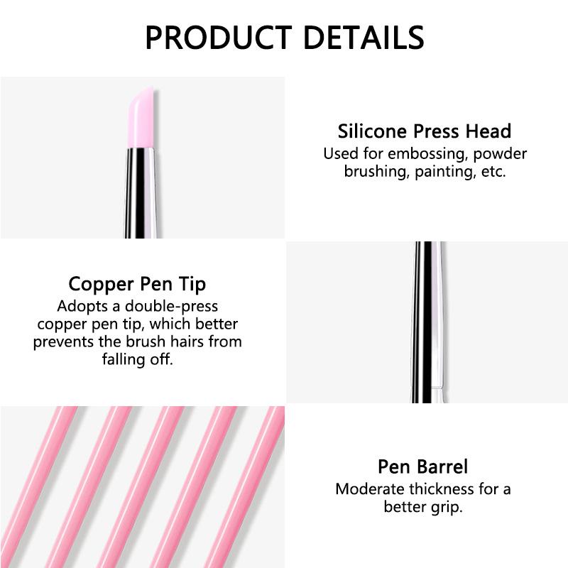 5Pcs/set Silicone Nail Brush UV Gel Polish Tip 3D Image DIY Dotting Polish Brushes Pen Professional DIY Manicure Tools