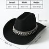 Hot-selling wide metal double-row rhinestones hand-sewn crystal pendant fringed chain top hat western cowboy hat felt hat