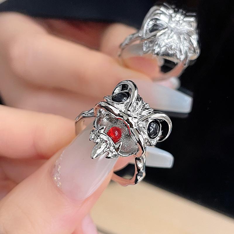 Lion Dance Full Of Diamonds Zircon Niche Design Sense Light Luxury High Sense Personality Opening Ring Cold Wind Ring Woman