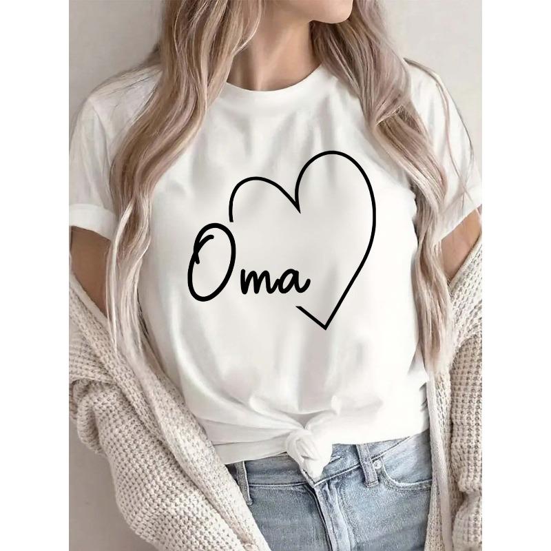 

Adorable Grandmother Heart Graphic T-Shirt for Ladies, Featuring a Soft Round Neckline, Perfect for Casual Outings And for Family Events S белый