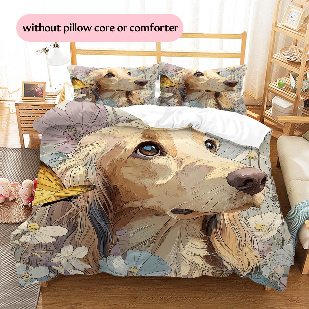 Beautiful Afghan Hound Pattern Bedding Home Decoration Birthday Gift (1 * duvet cover + 2 * pillowcase, without core) 135x200cm