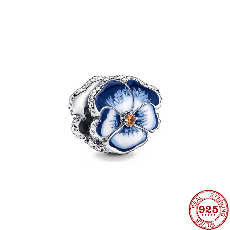 925 Silver Butterfly Four Clover Leaves Flower Charm Bead Fit Original Pendant Bracelet Necklace Jewelry Gift For Women