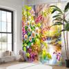 Floral Pattern Bathing Curtain Bathroom Shower Curtain Waterproof With 12 Hooks Home Deco