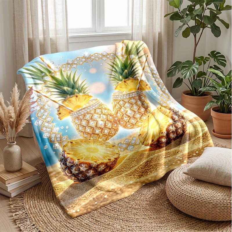 Pineapple Beach Party 1 Theme blanket Lightweight Warm Flannel Blanket Decorative Throw Blanket for Home Decoration