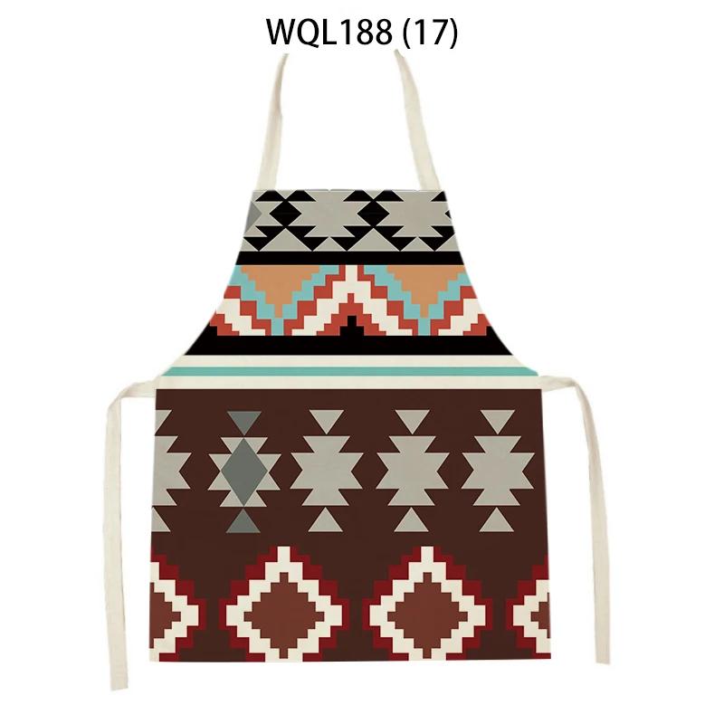 Retro Geometry Print Kitchen Apron for Woman Man Bohemia Linen Baking Aprons Adult Kids Cooking Apron Cleaning Tools Tablier
