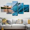 5 Pieces Canvas Artwork Interior Poster Painting Nature Ocean Waves Palm Trees Wallpaper Home Decor Modular Picture Print No Frame