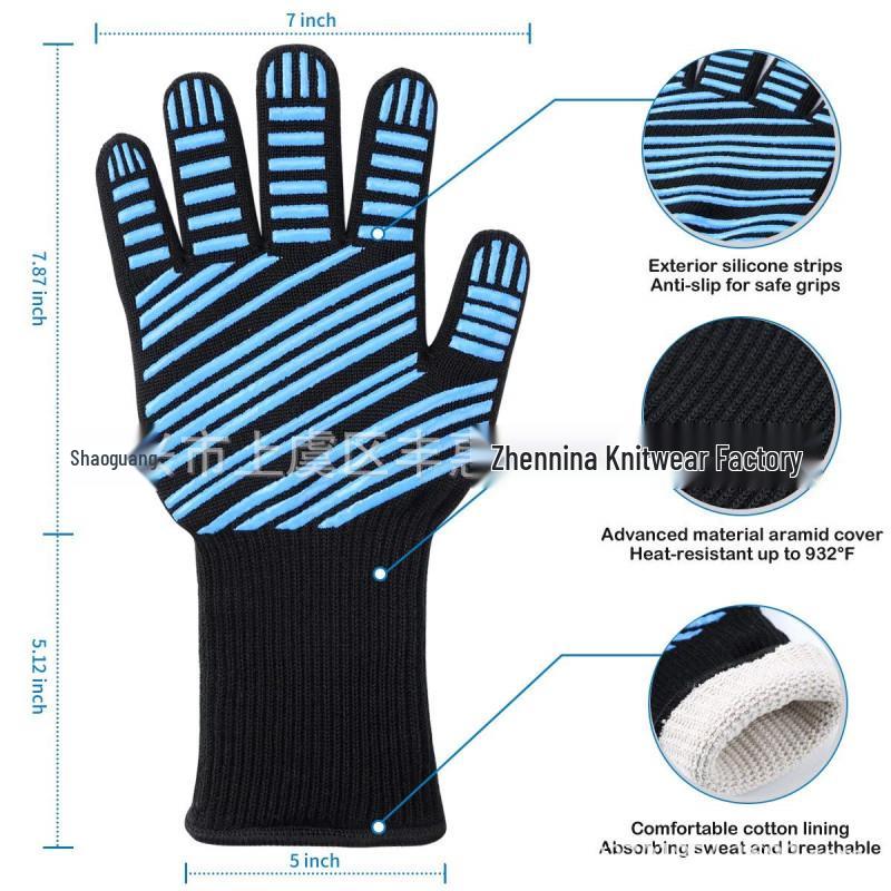 Hitzebeständige Grill- und Ofenhandschuhe - Verbrühschutz, Hohe Temperaturen (Bis zu 500 Grad) Isolierte Backhandschuhe