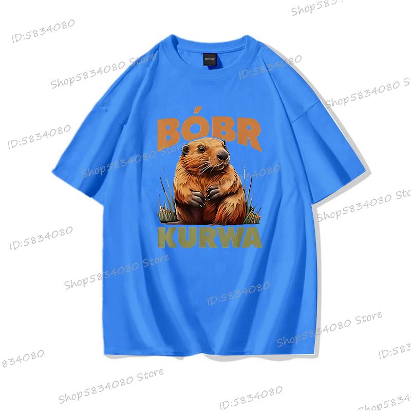 Cartoon Biber Kurwa T-Shirt Hohe Qualität 100% Baumwolle Kurzarm T-Shirts Kurwa Biber Unisex Mode Lässige T-Shirts Grafisch Bedruckt