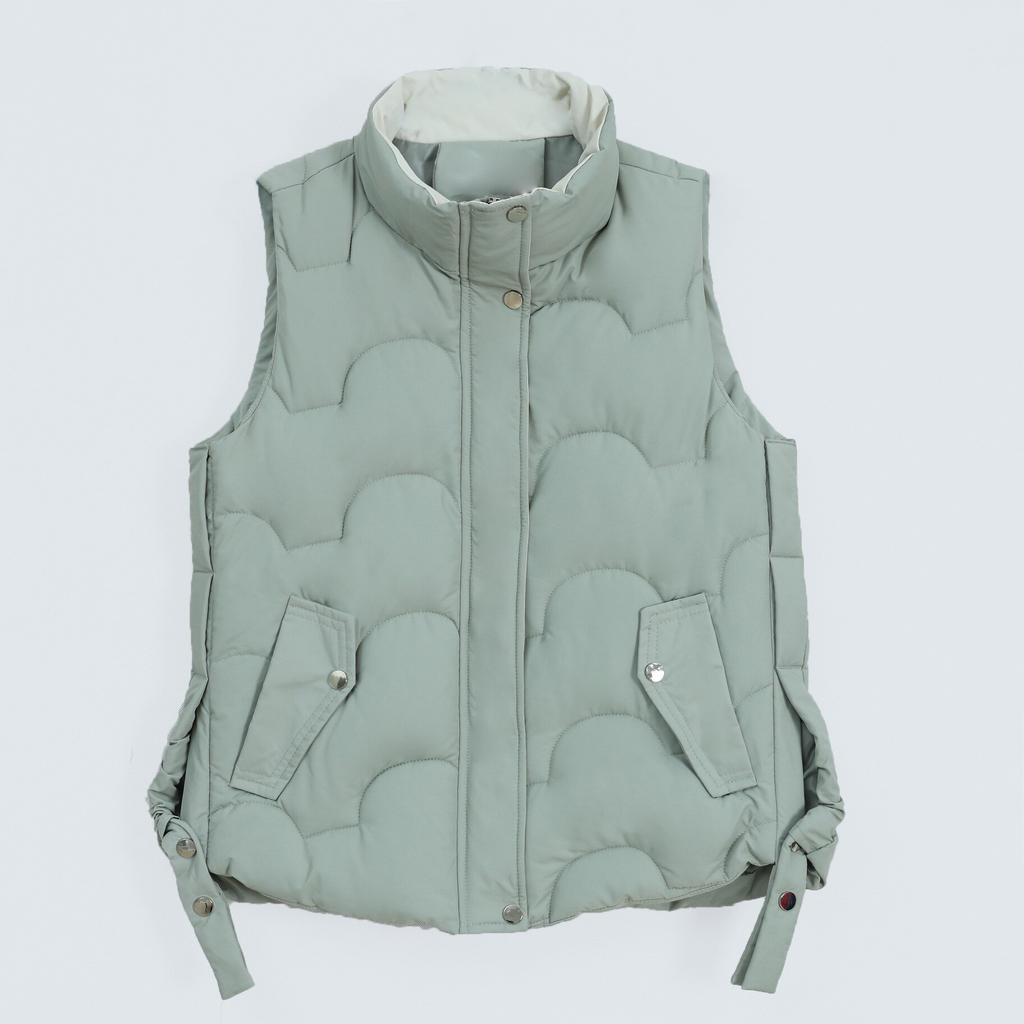 Autumn and Winter Women's Solid Color Loose Vest Stand-up Collar Short Vest Jacket Cotton Padded Women's Windproof Warm Vest