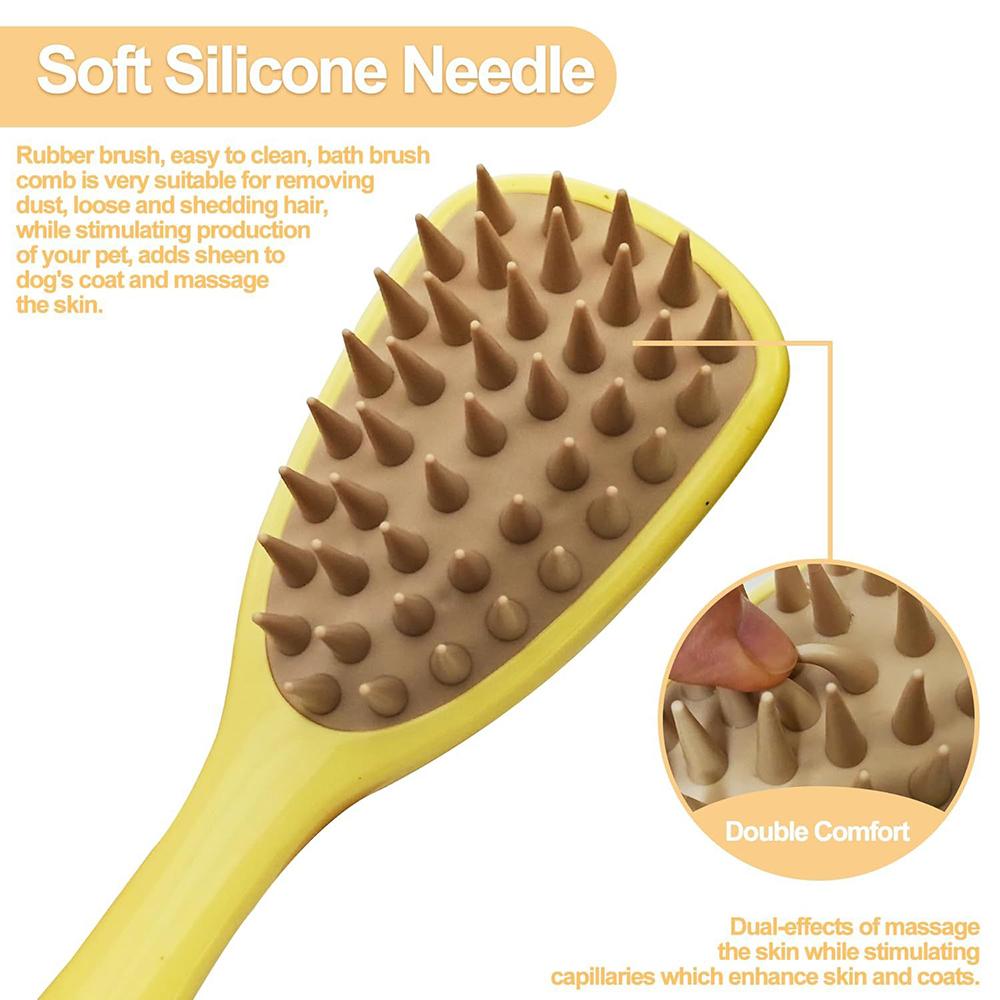 1 Piece Pet Bath Brush, Soft Silicone Material, Pet Shampoo, Massage, Long Handle Cleaning Brush, Dry And Wet, For Cats And Dogs