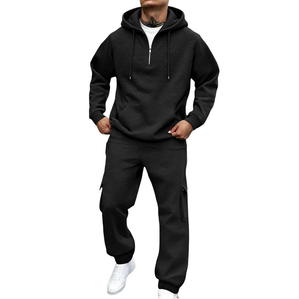 Men's Color Utility Sweatshirt Set - Casual Athletic Sports Track Suit for Daily Wear