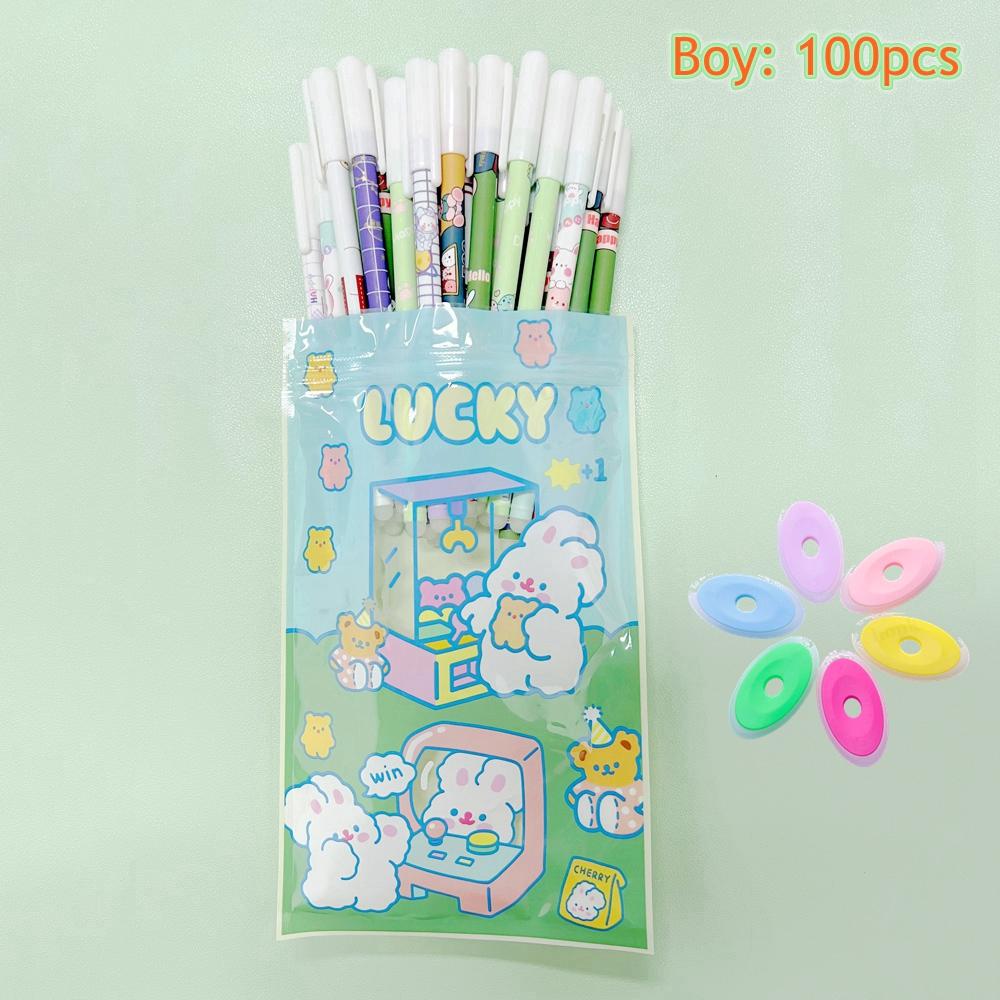 100 Pcs/Set Erasable Gel Pens Kawaii Pen Erasable Refills 0.5mm Goy Girl Student Office Writing School Gift Cute Stationery