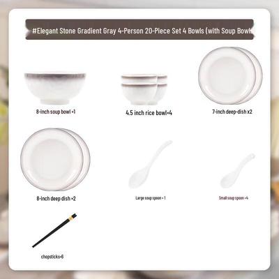 20-teiliges buntes Keramik-Geschirrset für 4 Personen