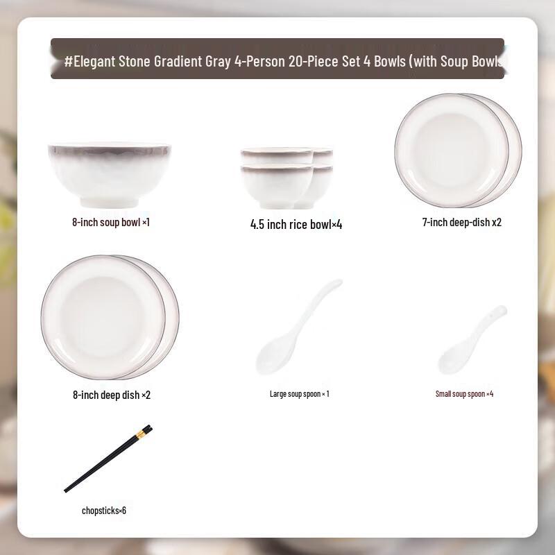 20-Piece Colorful Ceramic Dinnerware Set for 4