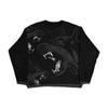Winter Gothic Print Knit Sweater Unisex Loose Fit Long Sleeve Round Neck Streetwear