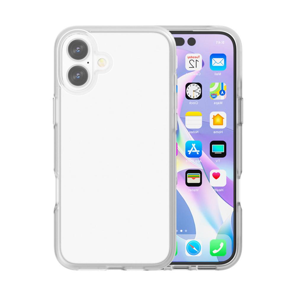For iPhone 16 Case TPU+PC Matte Translucent Phone Back Cover