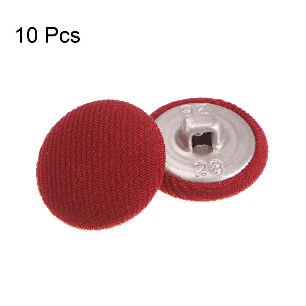 10pcs Fabric Cloth Covered Button 18mm Metal Round Sewing Buttons, Red/Caramel/Pink/Blue/Deep Blue