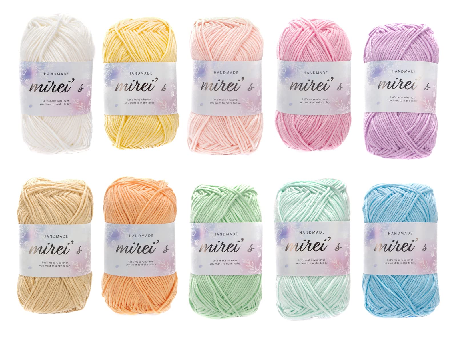 

Millais Cotton Medium Approximately Crochet Knitting Yarn, Weight, 10-Color Set, 40g/128m Ball, (Pastel)
