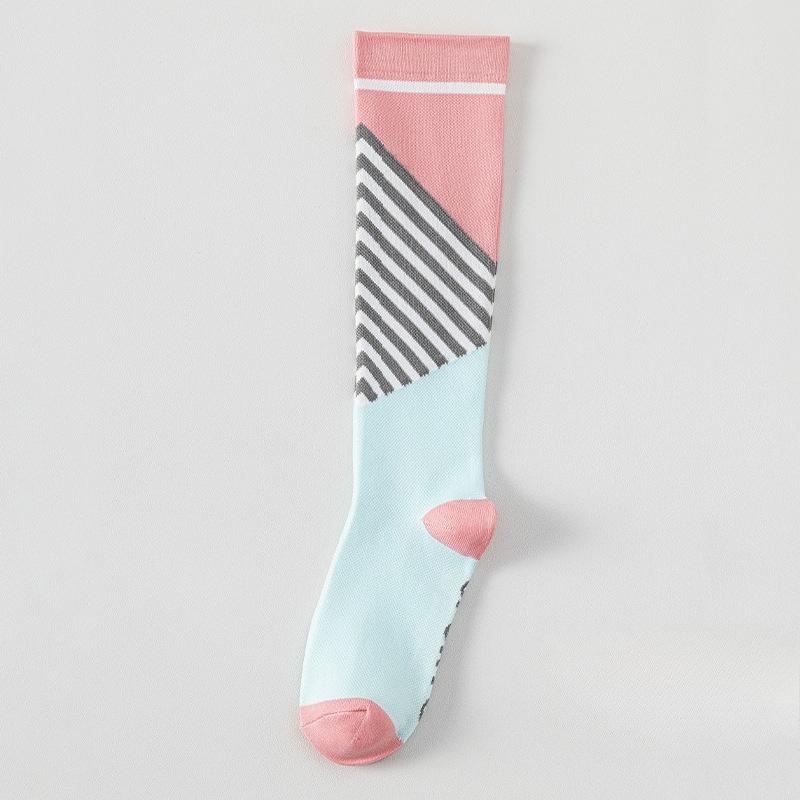 

Компрессионные гольфы до колена для женщин на осень и зиму, спортивные мышцы с длинным рукавом, компрессионные носки для фитнеса, бега и похудения ног 1 pair розовый/синий