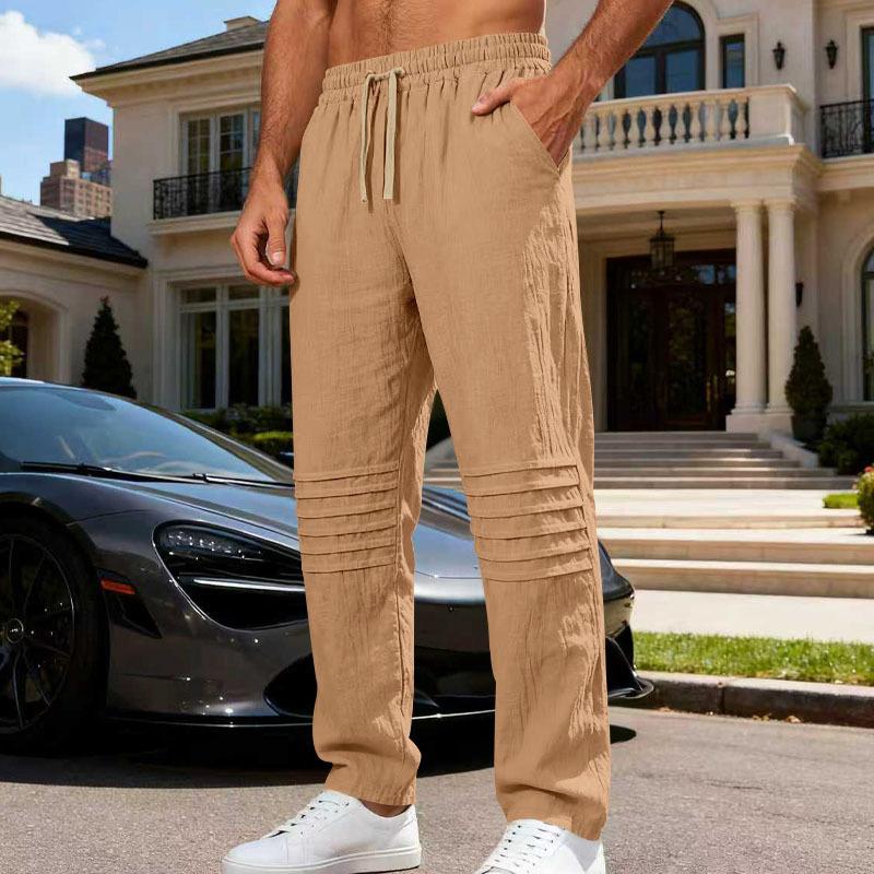 Herren Freizeithose aus Leinenmischung mit Kordelzug