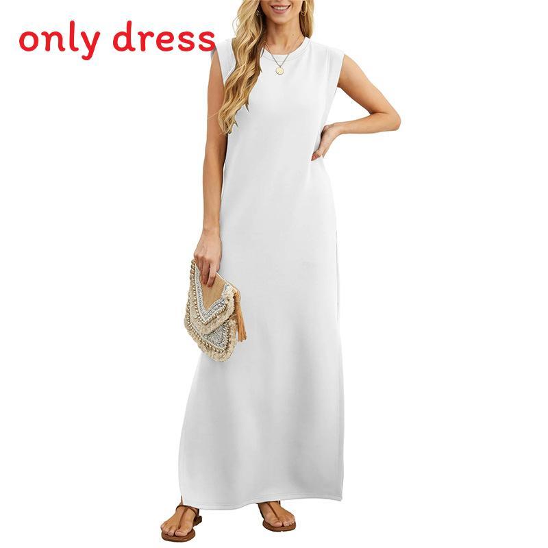 Robe longue ample d'été pour femme avec franges en polyester extensible pour un usage décontracté