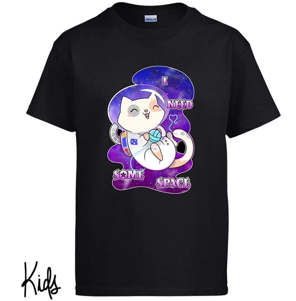 Space Cat kids boys T-Shirt Astronaut Kitty Galaxy Cute Gift - Kids Ladies Mens Sizes 160