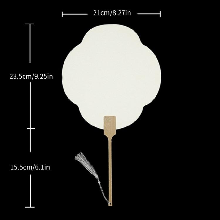 Chinese Rice Paper Fan White Round Fan with Tassels DIYs Blank Fan Decors