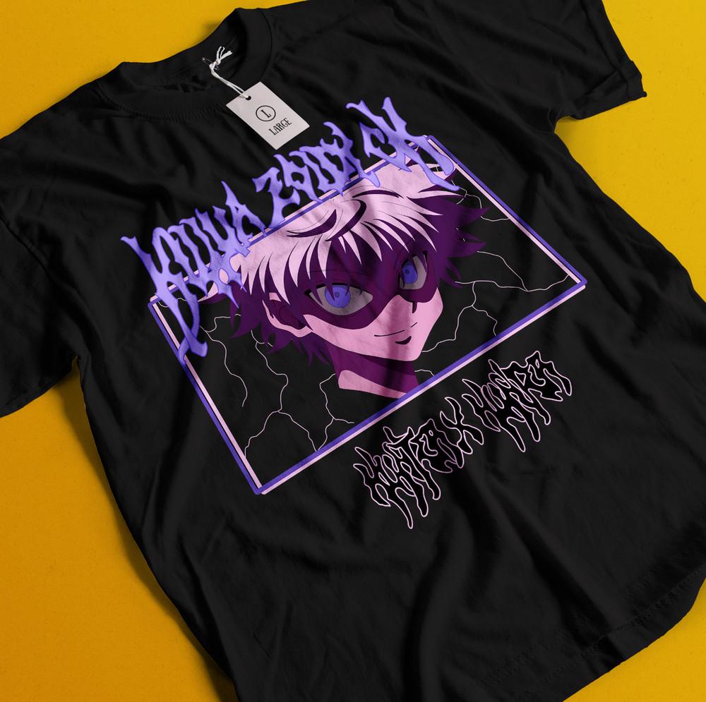 

Killua Tshirt Hisoka Shirt Hunter X Hunter Manga Strip HXH Tee Anime Gon T-Shirt 4XL
