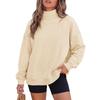 Modischer High-Neck-Hoodie für Damen, locker geschnitten, mit tief angesetzten Schultern, geschlitztem Saum und Taschen