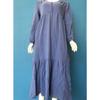 Damen Button Baumwolle Leinen Retro Lässig Langarm Kleid
