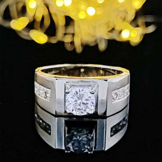 Luxury Platinum Plated Diamond Cut-out Ring - r6512