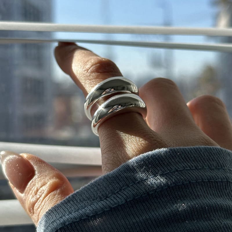 mosxe [925silver] Double bold layer ring