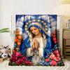 "Praying Virgin Mary with Rosary Design Blanket"Flannel Blanket for Bedroom, Living Room, Sofa, and Nap