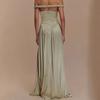 European and American Shrink Pleated Waist A Pendulum Net Color Satin Dress 2026 New High Waist Slim Dress Long Dress
