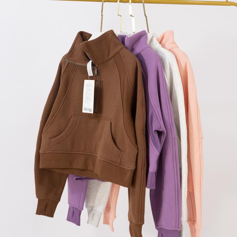 Damen Verdickter Rollkragen Pullover mit halbem Reißverschluss: Herbst- & Winterjacke mit lockerem Schnitt zum Joggen, für Fitness, Yoga.