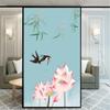 Static Cling Decorative Windows Film Privacy Lotus Flower Glass Window Stickers   Frosted Window Film for Home Decor