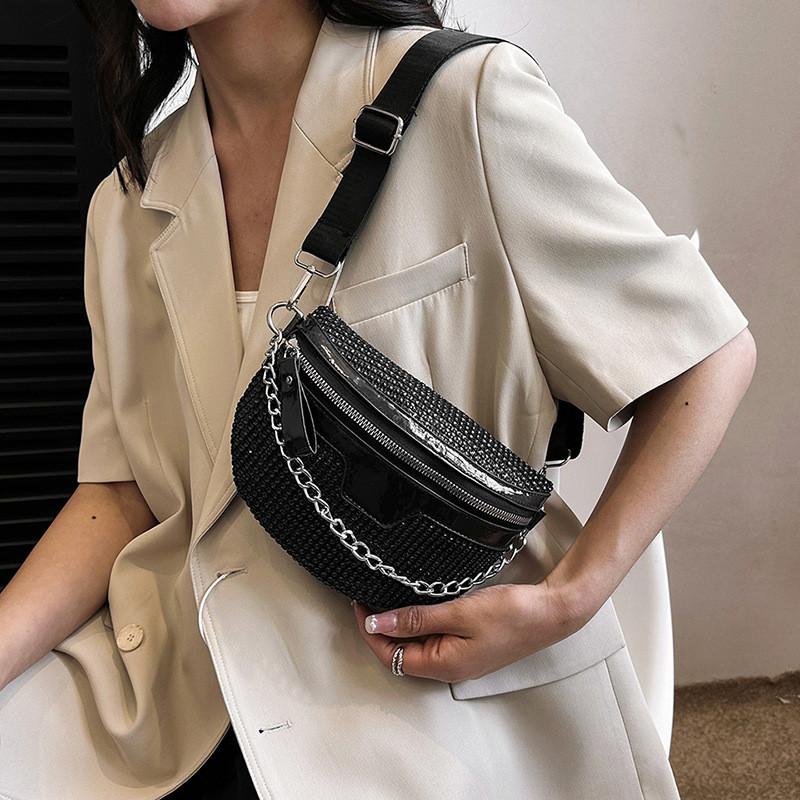Borsa a tracolla piccola in PU stile europeo retrò con accenti di strass per l'uso quotidiano