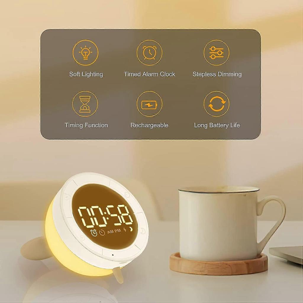 Dětský digitální budík, Roztomilý noční budík s nočním světlem, Funkce odpočítávání času, USB nabíjení, Funkce Snooze, Budík pro dívky a chlapce k narozeninám