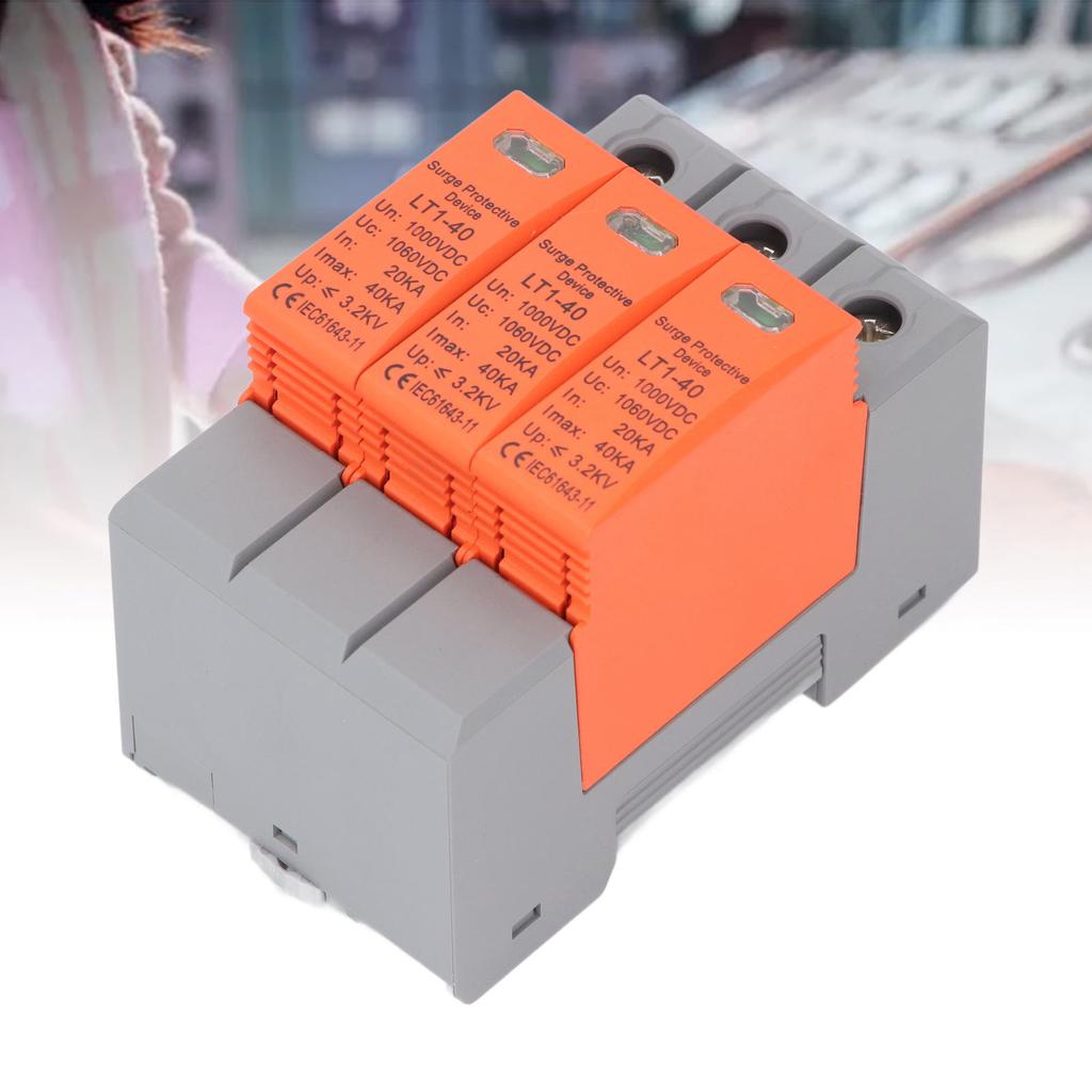 3P    or 35MM DIN Rail Mount Photovoltaic    ive Device Low Voltage Arrester for Home 1000V 20‑40KA
